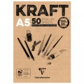 Скетчбук - блокнот 50л., А5 Clairefontaine "Kraft", на склейке, верже, крафт, 120г/м2, 975814C