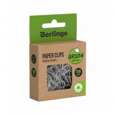 Скрепки 28мм, Berlingo "Green Series", 100шт, никелированные, крафт упак., европодвес