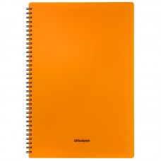 Тетрадь 60л. А4 клетка на гребне OfficeSpace "Neon", пластиковая обложка, оранжевая