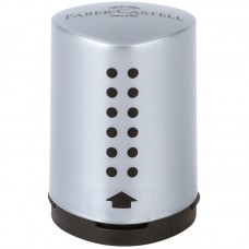 Точилка пластиковая Faber-Castell "Grip 2001 Mini", 1 отверстие, контейнер, серебряная, 183700