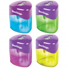 Точилка пластиковая Berlingo "DoubleColor", 2 отверстия, контейнер, ассорти, BBp_15009