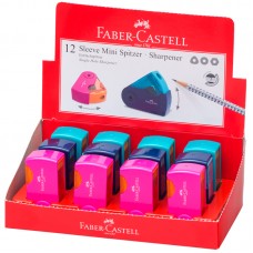 Точилка пластиковая Faber-Castell "Sleeve Mini" 1 отверстие, контейнер, розов./оранж., бирюзовая, 182714