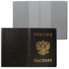 Обложка для паспорта с гербом, ПВХ, черная, ДПС, 2203.В-107