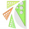Треугольник 30°, 19см СТАММ, пластиковый, с окружностями, прозрачный, неоновые цвета, ассорти, ТК11
