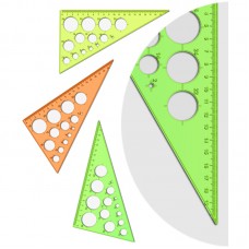 Треугольник 30°, 19см СТАММ, пластиковый, с окружностями, прозрачный, неоновые цвета, ассорти, ТК11