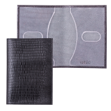 Обложка для паспорта BEFLER "Ящерица", натуральная кожа, тиснение, черная, О.1-3