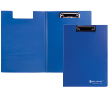 Папка-планшет BRAUBERG "Contract", А4 (315х230 мм), с прижимом и крышкой, пластиковая, синяя, сверхпрочная, 1,5 мм, 223488
