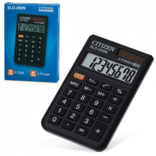Калькулятор карманный Citizen SLD-200NR, 8 разрядов, двойное питание, 62*98*10мм, черный, SLD-200NR