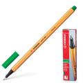 Ручка капиллярная STABILO "Point", ЗЕЛЕНАЯ, корпус оранжевый, линия письма 0,4 мм, 88/36