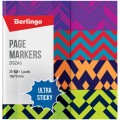 Закладки самоклеящиеся бумажные Berlingo  "Ultra Sticky" "Zigzag", 18*70мм, бумажные, в книжке, с дизайном, 25л*4 бл., LSz_41132