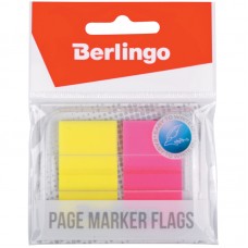 Закладки самоклеящиеся Berlingo пластиковые, 45*25мм, 20л*2 неоновых цвета, в диспенсере, европодвес, LSz_45251