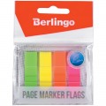 Закладки самоклеящиеся Berlingo пластиковые, 45*12 мм, 20л*4 неоновых цвета, в диспенсере, европодвес, LSz_45125